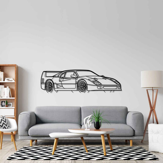 Ferrari F40 - Silhueta de Metal em Ângulo