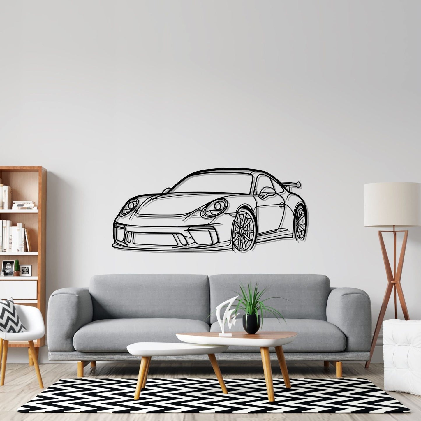 Porsche 911 GT3 Modelo 992 - Silhueta de Metal Ângulo Frontal