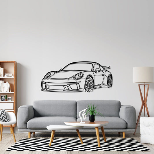 Porsche 911 GT3 Modelo 992 - Silhueta de Metal Ângulo Frontal