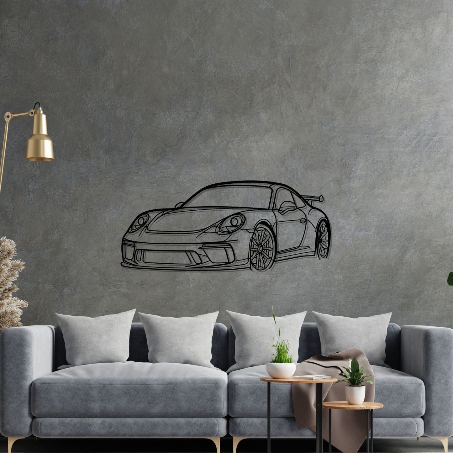 Porsche 911 GT3 Modelo 992 - Silhueta de Metal Ângulo Frontal