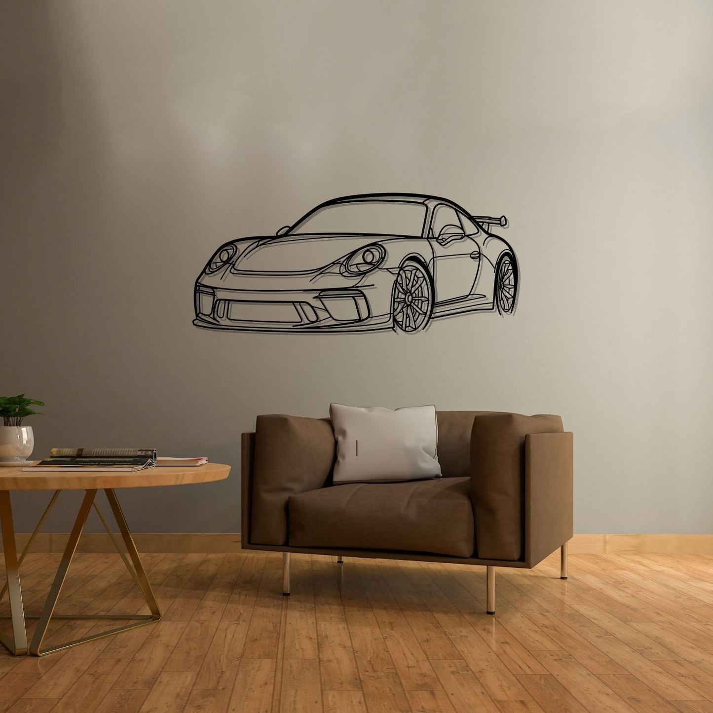 Porsche 911 GT3 Modelo 992 - Silhueta de Metal Ângulo Frontal