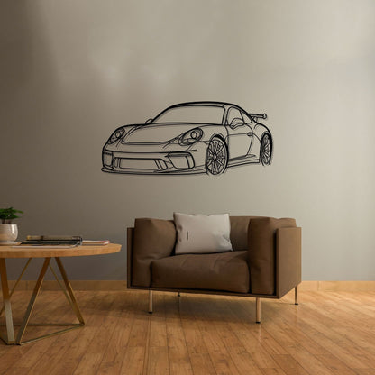 Porsche 911 GT3 Modelo 992 - Silhueta de Metal Ângulo Frontal