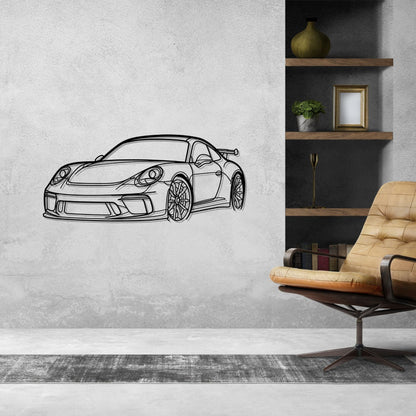Porsche 911 GT3 Modelo 992 - Silhueta de Metal Ângulo Frontal